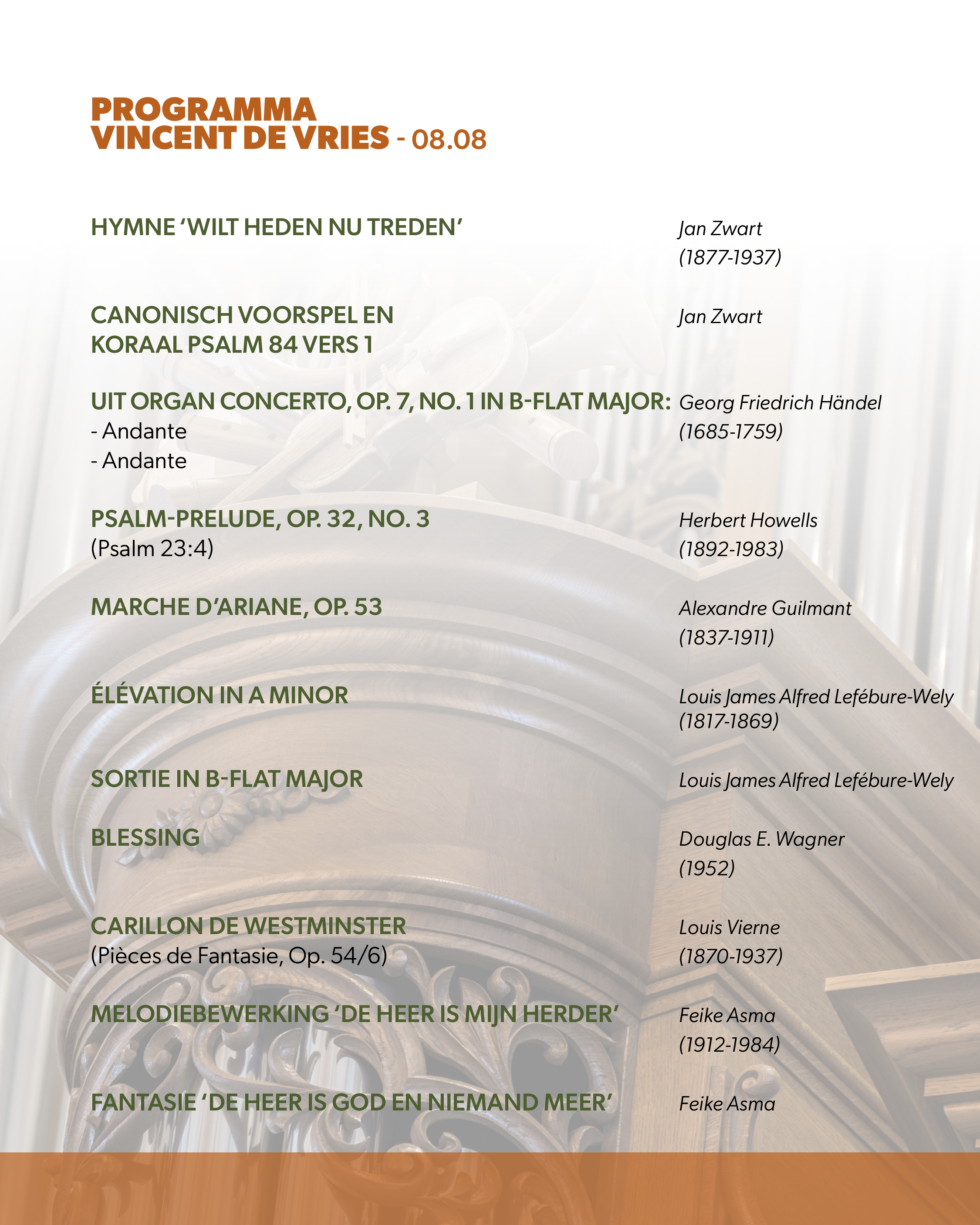 Programma - Orgelconcert Vincent de Vries – Lunteren