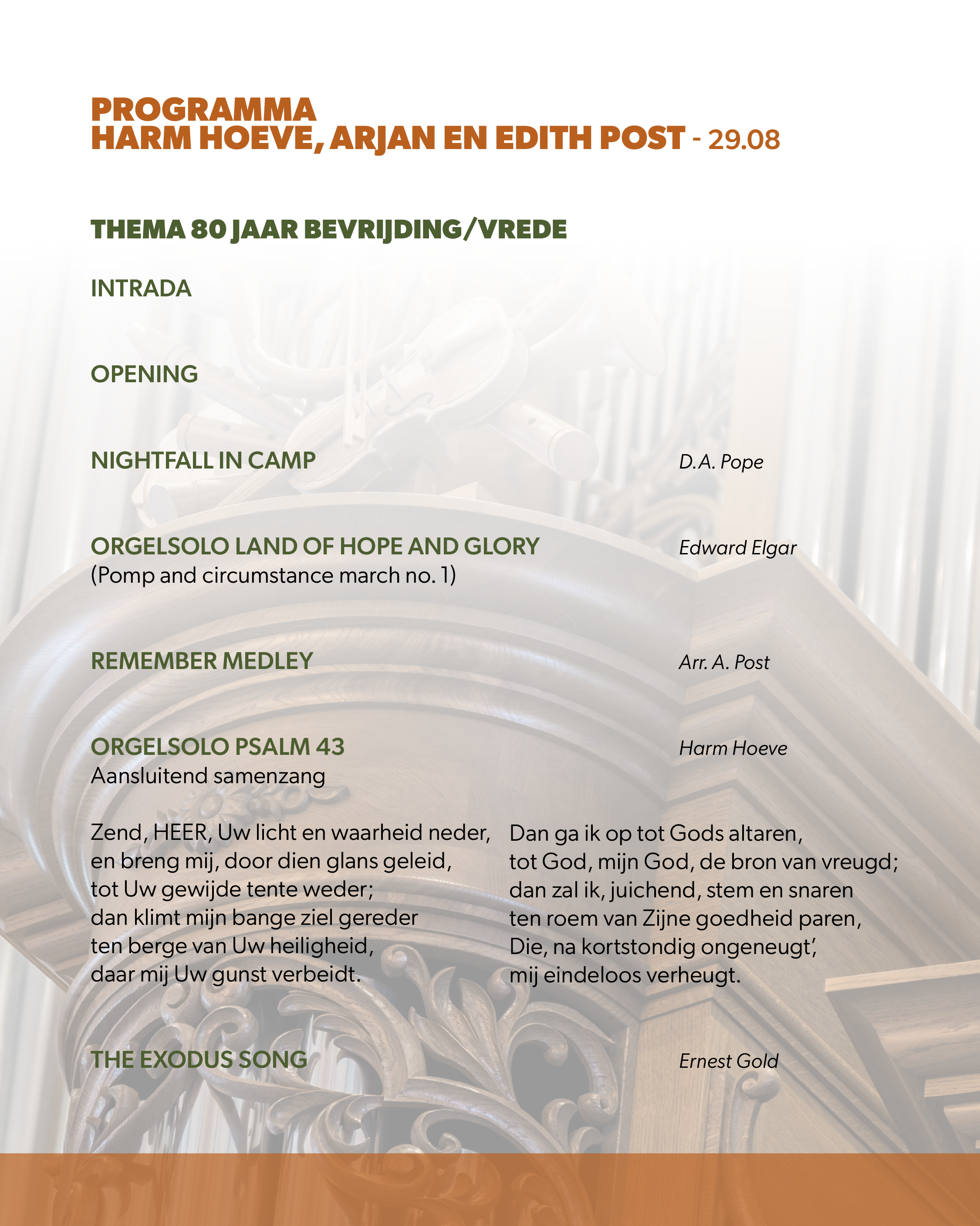 Programma - Orgelconcert Harm Hoeve – Lunteren