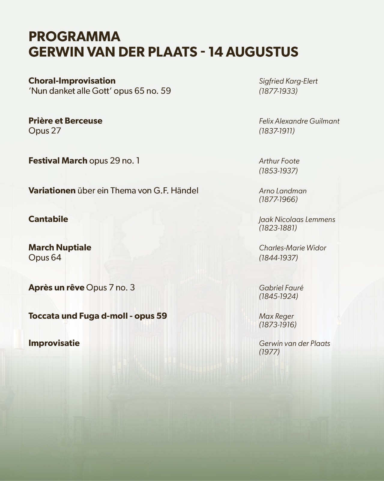 Programma - Gerwin van der Plaats in Bergen op Zoom – 2026