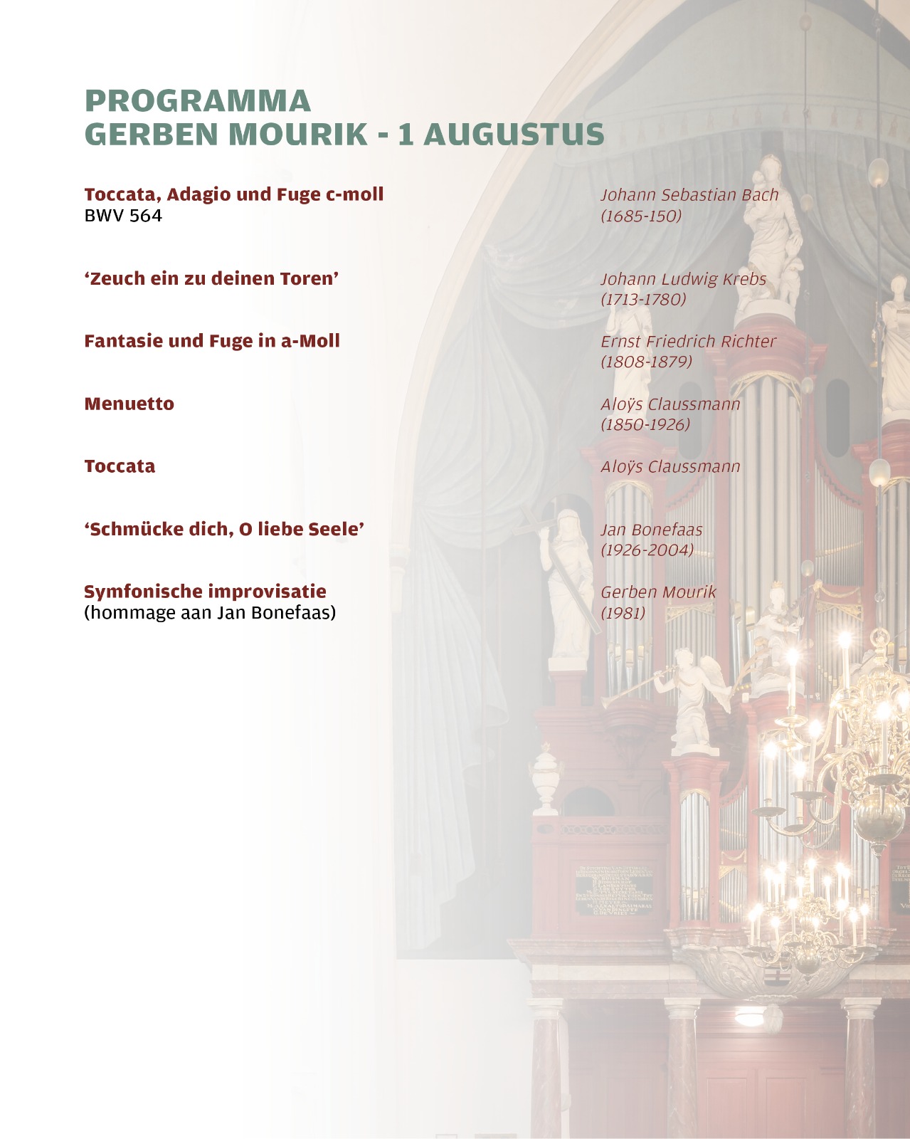 Programma - Gerben Mourik in Grote Kerk Hasselt – 2026