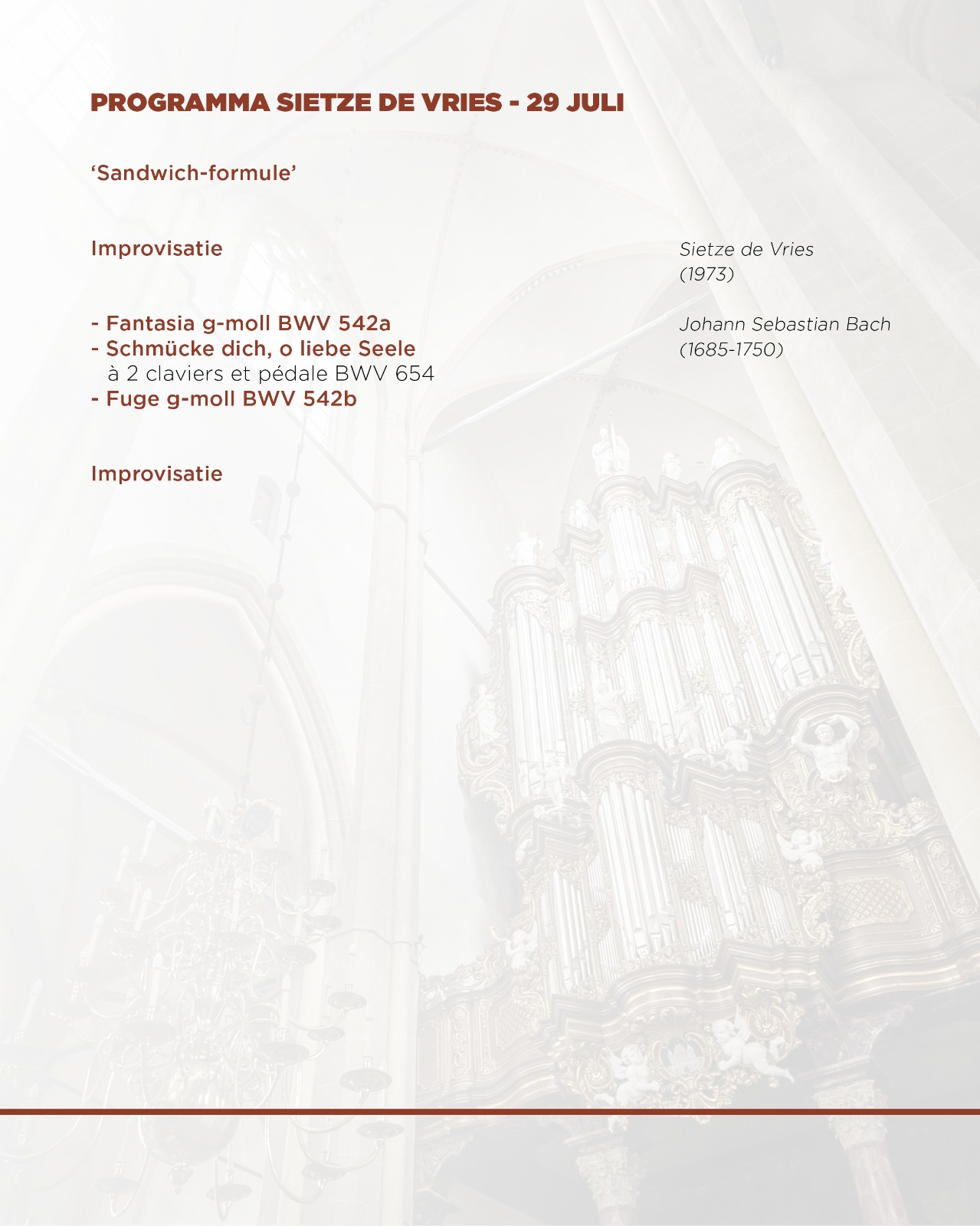 Programma - Orgelrecital Sietze de Vries – Bovenkerk Kampen – 2026