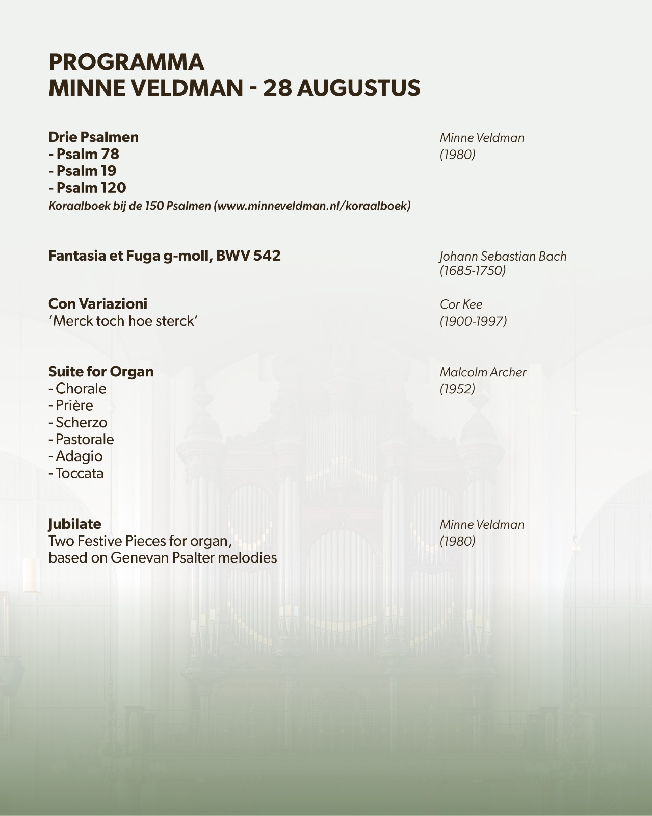 Programma - Minne Veldman in Bergen op Zoom – 2026